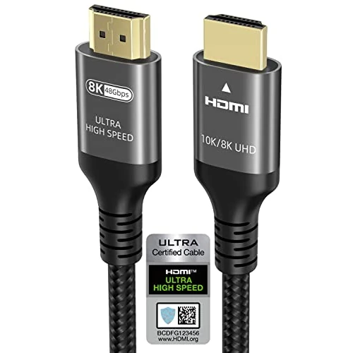 Ubluker 10K 8K 4K Cavo HDMI 48Gbps 0.5M, Certificato Velocità Ultra Elevata HDMI® Cavi 4K 240Hz 144Hz 120Hz 8K60Hz 0,01ms HDR10+ ARC eARC HDCP2.3 Netflix TV PC Monitor Proiettore PS5