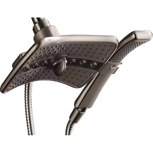 Offre limitée : BRIGHT SHOWERS Ensemble pommeau de douche avec deux réglages de pulvérisation, pommeau de douche fixe et douchette à main avec visage gris, nickel brossé de 57.27 € à 57.27 € (0.00% de remise)