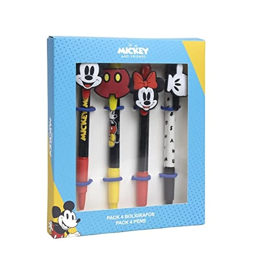 CERDÁ LIFE'S LITTLE MOMENTS - Set van 4 Mickey Mouse- en Minnie Mouse-pennen Een origineel cadeau voor fans - Officiële Disney-licentie, 270000339