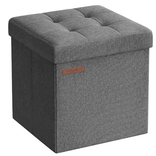 Offre limitée : SONGMICS Tabouret de Rangement, Petit Pouf Pliable, 30 x 30 cm, Repose-Pieds Cubique avec Rangement, Charge jusqu'à 130 kg, pour Salon, Chambre, Dortoir, Gris Foncé LSF028G01 de 19.99 € à 14.51 € (27% de remise)