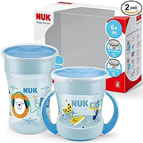 Tijdelijke aanbieding: NUK Magic Cup & Mini Magic Cup drinkbekers, duoset | lekvrije 360° drinkrand | vanaf 6 maanden en 8 maanden | lekvrij en BPA-vrij | 160ml & 230ml | blauw van 20.94 € naar 20.94 € (0.00% korting)
