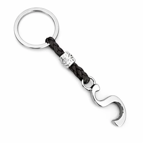 Offerta a tempo: ASTER ALHELÍ - Portachiavi con Iniziali del Nome Personalizzato - Portachiavi Cuoio Lettere e Perline in zama placcate in Argento - Uomo o da Donna con Iniziale - Ideale per i Regali (S) - 0.00% da 11.15 € a 11.15 €