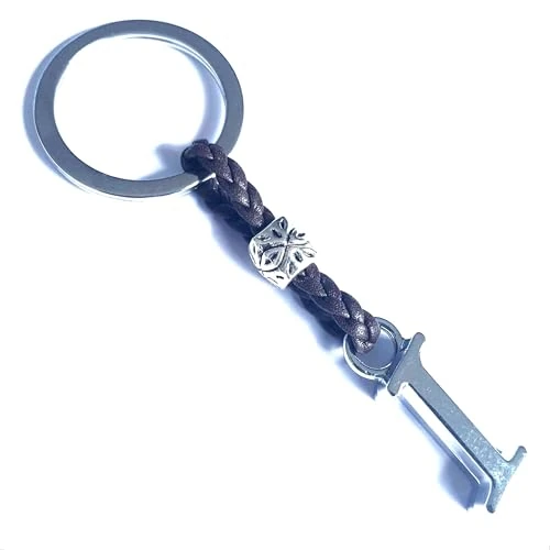 Limited-time offer: ASTER ALHELÍ - Personalised Keyring with Initials - Initial keyring Silver Plated Zamak Letters and Beads - Leather Keyring for Men or Women - Ideal as a gift (I) from 9.95 GBP to 9.95 GBP (save 0%)