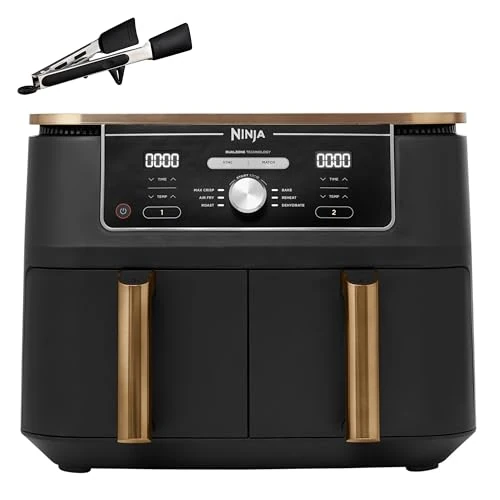 Tijdelijke aanbieding: Ninja Foodi MAX Dual Zone Airfryer, Tang, 2 Laden, 9,5L, 6-in-1, Olievrij, Airfryen, Max Crisp, Braden, Bakken, Vaatwasmachinebestendige Manden, Anti-aanbaklaag, Koper/Zwart Amazon Exclusief AF400EUCP van 220.23 EUR naar 204.81 EUR (korting 7%)
