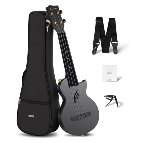 Offerta a tempo: Enya Nova U 21" – Ukulele da Viaggio in Fibra di Carbonio (Soprano), Nero - 0.00% da 64.99 € a 64.99 €