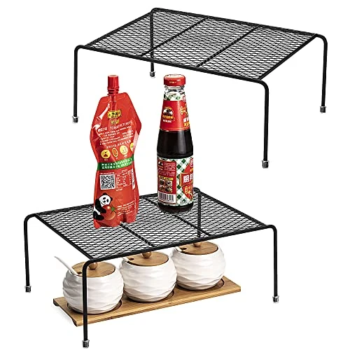 Offerta a tempo: Lonian Organizer da cucina, confezione da 2 pezzi, per mobili da cucina e cucina, per mobili da cucina, piani di lavoro, dispense, cibo e utensili (nero) - 0.00% da 39.99 € a 39.99 €