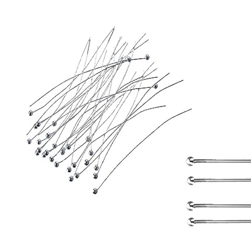 Perlin 100 Stainless Steel Silver Ball Head Pins, 5 cm x 0.7 mm, Ideal for Jewellery Making