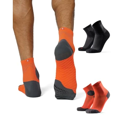 Oferta limitada: DANISH ENDURANCE Calcetines de Pádel con Grip de Silicona – Deportivos Hombre y Mujer, Running, Fútbol, Pack de 2, Multicolor (1x Negro, 1x Naranja), 43-47 de 31.95 € a 19.95 € (ahorro 38%)