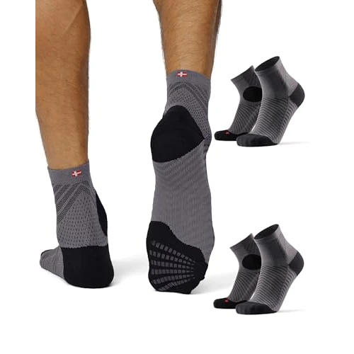 Limited-time offer: DANISH ENDURANCE Running Socks, Non Slip Sports Socks with Silicone Grips, for Men & Women, 2 Pack, Black/Grey, 6-8 from 27.95 £ to 24.95 £ (save 11%)