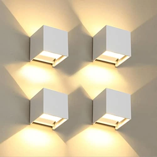 Tijdelijke aanbieding: FUPE 4 stuks wandlampen voor binnen en buiten, led-kubusvormige wandlamp, modern, wit, 20 W, 3000 K, warm licht, IP65 waterdicht, buitenlamp, vierkante stralingshoek, instelbaar van 114.99 € naar 114.99 € (0.00% korting)