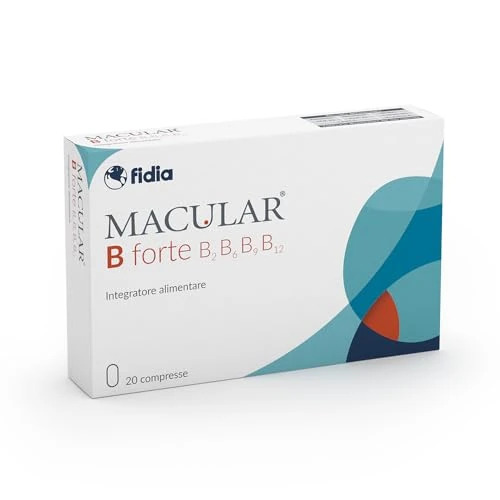 Fidia Farmaceutici MACULAR B Forte - 20 Compresse Integratore Alimentare con Vitamina B2, B6, B9, B12, Vitamina E, Zinco, Rame, Selenio, Luteina, Zeaxantina, Acido Folico e Ginkgo Biloba