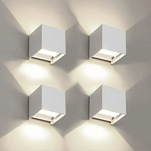 Offerta a tempo: FUPE 4 Pezzi Applique da Parete Esterno/Interno LED Cubo Lampada da Parete Esterno Bianco 6W 4000K Luce Naturale IP65 Impermeabile Applique Esterni Muro Quadrata Angolo del Fascio Regolabile - 0.00% da 86.99 € a 86.99 €