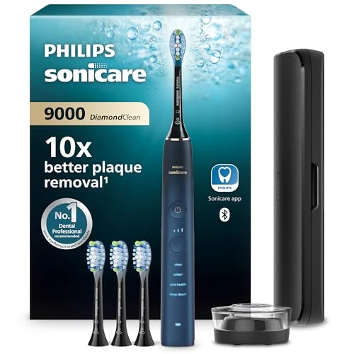 Beperkte aanbieding: Philips Sonicare DiamondClean 9000 Series elektrische tandenborstel - sonische borstel, schonere tanden en mondverzorging, donkerblauw, 4x C3 Premium Plaque Control-opzetborstel (model HX9911/89) van 279.99 EUR naar 168.50 EUR (besparing 40%)
