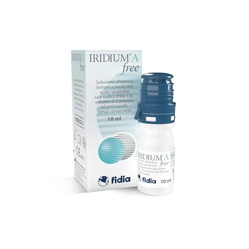 Fidia Farmaceutici IRIDIUM A FREE Collirio 10 ml - Soluzione Oftalmica Isotonica con Acido Ialuronico, Estratto di Echinacea ed Aminoacidi
