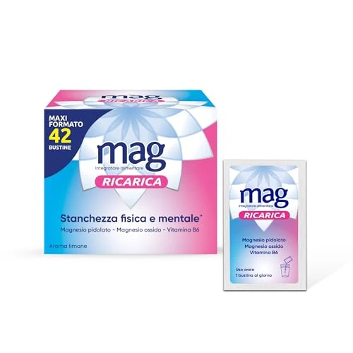 Offerta a tempo: Mag Ricarica - Integratori per Adulti con Magnesio Pidolato, Magnesio Ossido — 5% da 23,28 € a 22,09 €