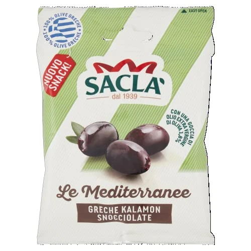 Offerta a tempo: Saclà, Olive Greche Kalamon Denocciolate, Snack Salato, Ideali On-The-GO in Ogni Momento della Giornata, Monoporzione da 40g, Confezione da 12 Pezzi - 30% da 14.90 € a 10.43 €