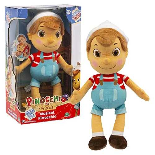 Giochi Preziosi Pinocchio PNH10000 Musik-Plüschtier mit Hut, drücken Sie einfach auf den Bauch, der das Titel der TV-Serie hört, für Kinder ab 3 Jahren