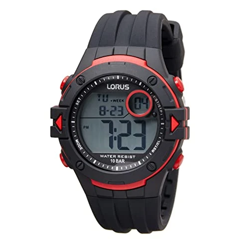 Lorus Reloj Digital de Cuarzo para Hombre con Correa de Silicona, Negro