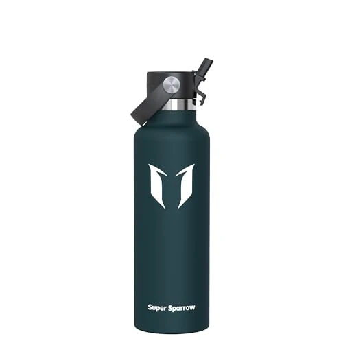 Super Sparrow Trinkflasche Edelstahl - Ultraleicht Thermobecher - 750ml - Standardmund Stroh-Deckel - BPA-Frei Thermoskanne, Thermosflasche für Sport, Travel, Schule, Outdoor