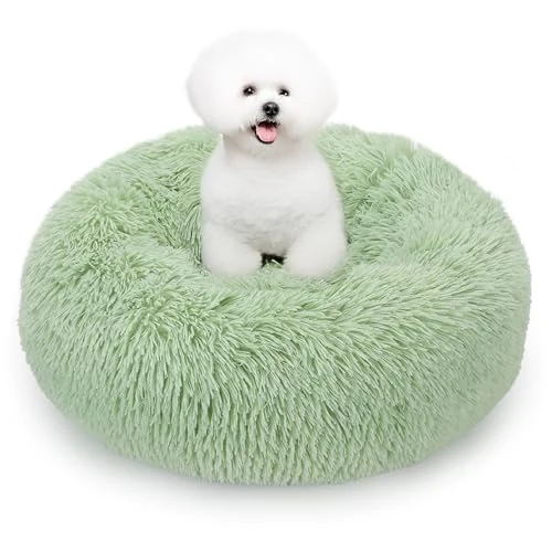Offerta a tempo: ALLSOPETS Letto Calmante per Cani di Taglia Piccola e Media Letto Rotondo Morbido per Gatti Lavabile con Fondo Antiscivolo Cuccia in Peluche (Verde Mela, 70cm) - 29% da 28.69 € a 20.50 €