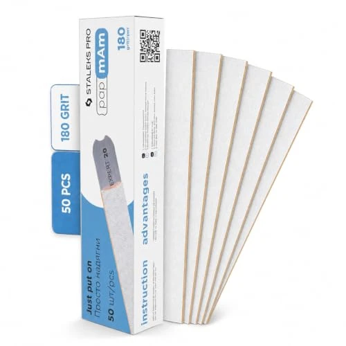 Tijdelijke aanbieding: Vijl Wit Wegwerp papmAm voor Rechte Nagelvijl Staleks Pro Expert 22, 100/150/180/240 grit (50 stuks) Nieuw (180 grit) van 13.52 € naar 10.93 € (19% korting)