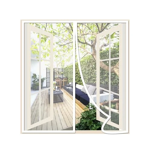 Risareyi Mosquitera Ventana Magnetica 110x155cm, Blanco - Cortinas Mosquitera Puerta Magnetica con Imanes, Cierre Automático, Que Entre Aire Fresco