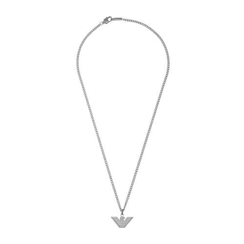 Offerta a tempo: Emporio Armani Collana da uomo in acciaio inossidabile con chiusura a moschettone, Argento chiaro - 55% da 129.00 € a 58.49 €
