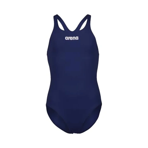 ARENA Solid Swim Pro Team Girls' One-Piece Swimsuit, Quick-Drying, Sports Swimsuit in MaxLife ECO-Fabric with Chlorine Resistance and UPF 50+ UV Protection Navy-White