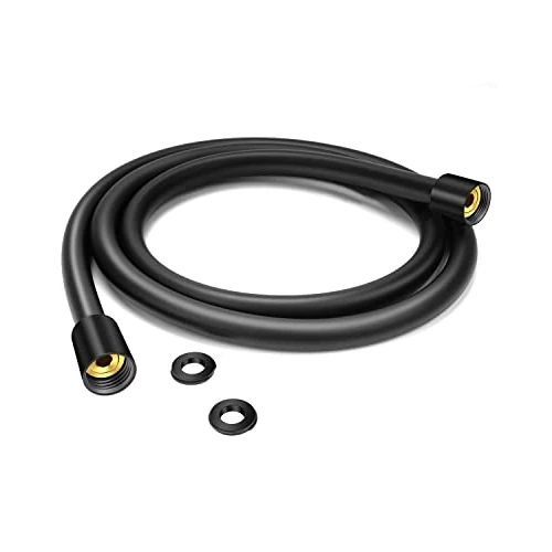 Offerta a tempo: Tubo Doccia 160cm, YEAUPE Flessibile Doccia 1.6M in PVC (G1/2 pollici), Tubo Doccia da Anti Torsione, Nero - 0.00% da 25.39 € a 25.39 €