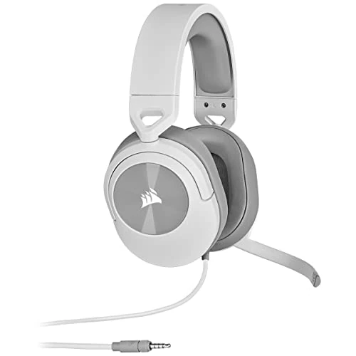 Corsair HS35 STEREO Auriculares Multiplataforma Ligeros con Cable para Juegos - Micrófono Desmontable - Controladores de Neodimio - PC, PS5, PS4, Xbox, Nintendo Switch, Móvil - Blanco