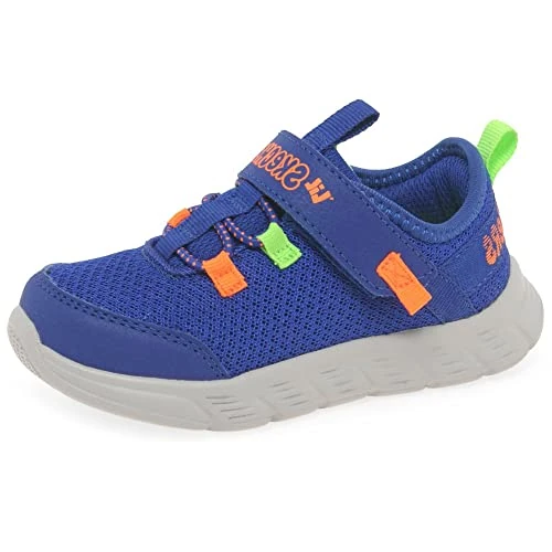 Skechers Blor sneakers voor jongens, 407303n, Blauw Textiel Synthetisch Oranje Limoen Trim, 36 EU