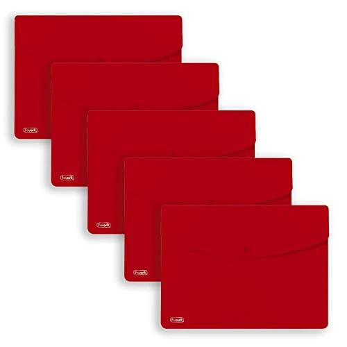 Offre limitée : FAVORIT Lot de 5 enveloppes avec bouton Sprint, A4, Polypropylène, Mat, Rouge, 400159214 de 10.28 € à 10.28 € (0.00% de remise)