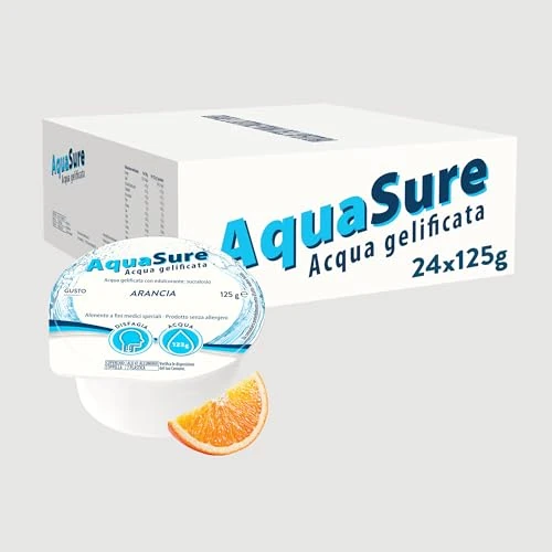 Offerta a tempo: Abbott Nutrition | AquaSure 24 Confezioni x125 g | Acqua Gelificata per il trattamento dietetico di soggetti affetti da disfagia e problemi della deglutizione | gusto Arancia - 45% da 37.90 € a 20.99 €