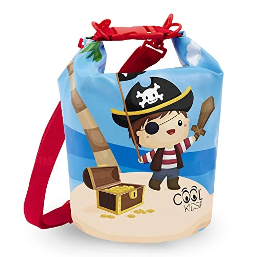 Tijdelijke aanbieding: Kinderen Dry Bag Backpack 5 Liter Blauw - Waterdichte Tasche Rugzakken voor Klein Kind - Kleurrijke Droogzak Bescherming Outdoor Zwemmen Zee voor Jongen - 25x18x18 cm - Perletti (Piraat) van 6.90 € naar 6.90 € (0.00% korting)