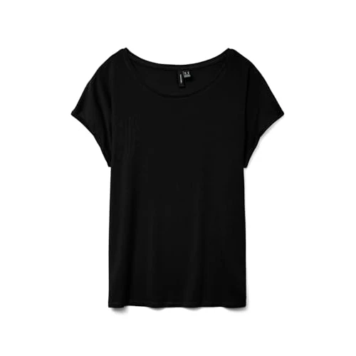 VERO MODA Vmava Plain SS Top Gajrs Noos, Camiseta Mujer, Negro, S