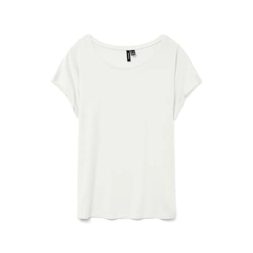 Limited-time offer: VERO MODA Womens Vmava Plain Top Gajrs Noos T-Shirt, Snow White, S UK from 15.00 £ to 9.00 £ (save 40%)