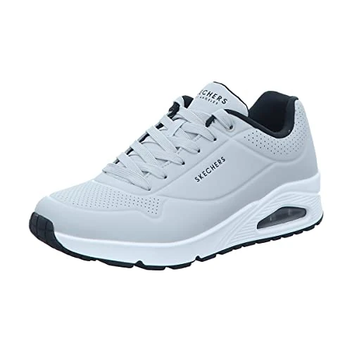 Skechers Uno Stand On Air, Zapatillas Hombre, Light Gray Durabuck Black Trim, 48.5 EU
