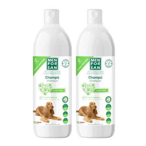 Offerta a tempo: MENFORSAN Aloe Vera Shampoo per cani, 1 litro, confezione da 2, verde - 25% da 19.22 € a 14.44 €