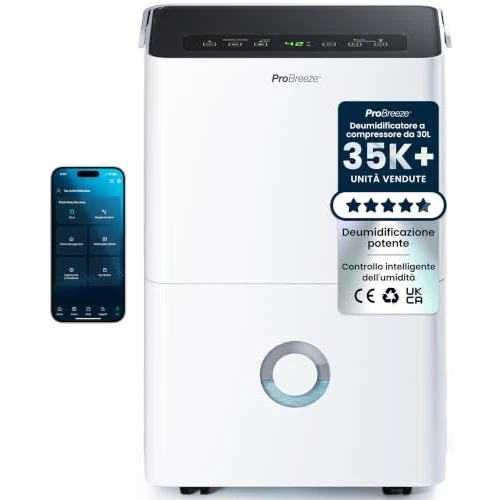 Oferta limitada: Pro Breeze Deshumidificador 30L/día con WiFi, Antihumedad, Deshumidificador Silencioso para Habitaciones hasta 30 m², Desagüe Continuo, 4 Modos, Temporizador 24 h, Seca la Ropa de 229.99 € a 218.49 € (ahorro 5%)