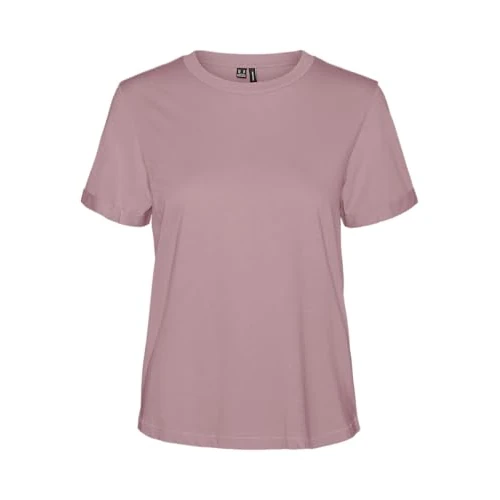 Tijdelijke aanbieding: VERO MODA Basic T-shirt met ronde hals en plooien aan de mouwen., Nostalgische rozen, XS van 11.99 € naar 11.99 € (0.00% korting)