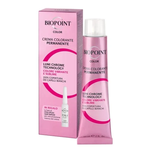 Offerta a tempo: Biopoint Color - Crema Colorante Permanente con Fiala Hyaluplex Serum, Tinta per Capelli con Acido Ialuronico, Nutre, Idrata e Dona un Colore Brillante e Intenso, 60 ml - 14% da 6.90 € a 5.95 €