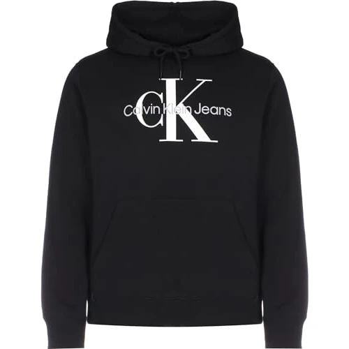 Calvin Klein Uomo Felpa Core Monologo con Cappuccio, Nero (CK Black), XL
