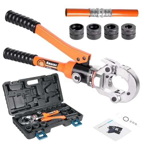 Offerta a tempo: AMZCNC Pinza a pressa professionale con profilo TH, 16-20-26-32, set di utensili a pressione con testa girevole a 360°, per tubi compositi con raccordi del contorno TH, TH26, TH32 con - 0.00% da 99.00 € a 99.00 €