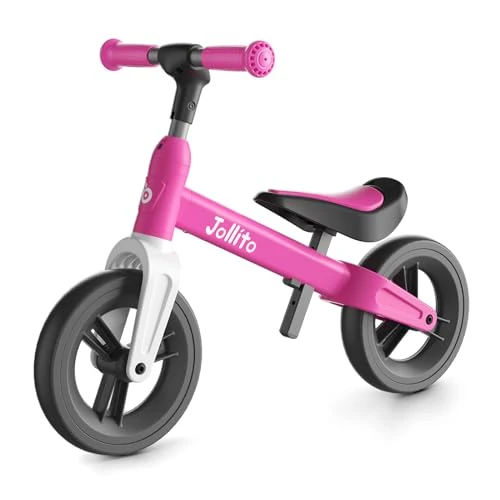 JOLLITO Toddler Balance Bike for 18 Months, 2, 3, 4 Years Old Girl Boy, Adjustable Seat and Handlebar, 9 Inch Wheel, Aluminium Frame, Best Gifτ for Beginners
