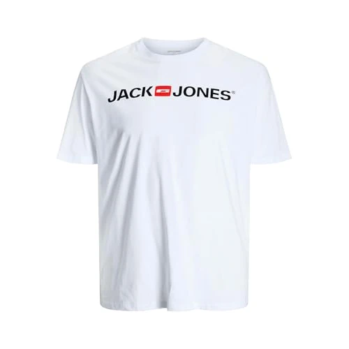 JACK & JONES Męski T-shirt Plus Size Logo T-Shirt, biały, 8XL