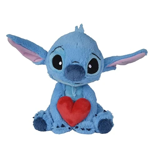 Disney - Lilo & Stitch, Stitch, Knuffel met Hart, Valentijn, Liefde, 25cm, Blauw en Rood, vanaf 0 jaar