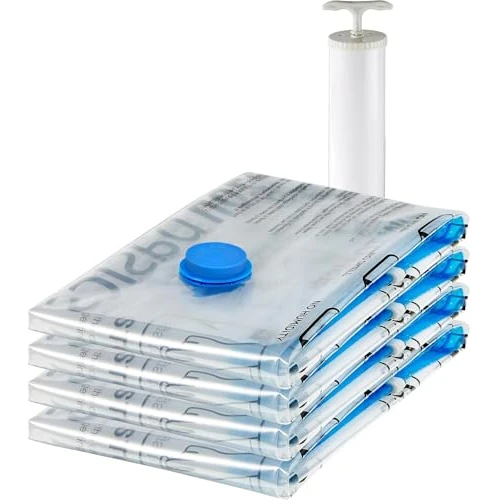 Zeitlich begrenztes Angebot: Amazon Basics Vakuum-Kompressionsbeutel, Aufbewahrungsbeutel, mit Handpumpe, Reißverschluss, Größe X-Jumbo, 4-er Pack, für Kleidung, Transparent von 13.99 € auf 13.99 € (0.00% Rabatt)