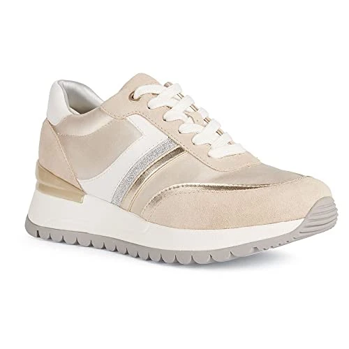 Geox Women's D Desya Sneaker, Lt Gold Lt Taupe, 37 EU