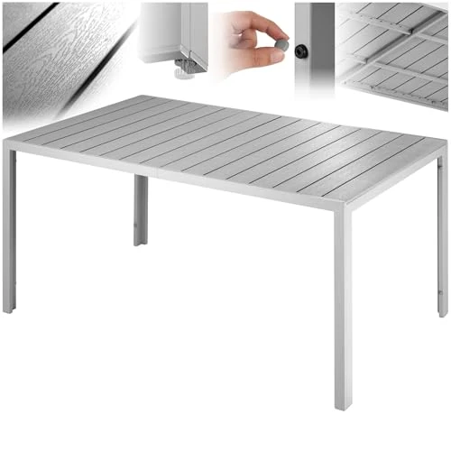 Offerta a tempo: tectake® Tavolo Giardino 150x90 cm, Effetto Legno, Alluminio, 4-6 Persone - 0.00% da 119.79 € a 119.79 €