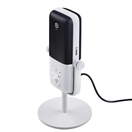Elgato Wave:3 White - Micro à condensateur USB de qualité studio pour streaming, podcasts, gaming, télétravail, logiciel de mixage gratuit, plug-ins d'effets, anti-distorsion, plug & play sur Mac, PC